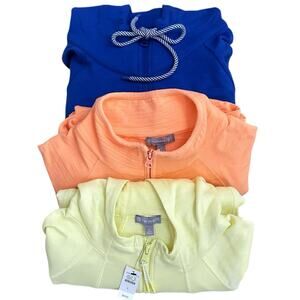 T by Talbots Bundle 3 UPF 50+ Active Jackets L Yellow Blue Peach NWT Sun Guard